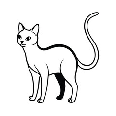 Obraz premium black cat with arched back line art on white backg (1).eps