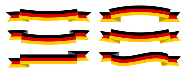 Set of german flags ribbons banners. Vector banner collection with wavy and straight styles for national holidays, independence day, political cvents, and celebration design elements.