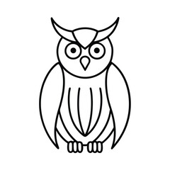 Fototapeta premium creepy owl line art on white background.eps
