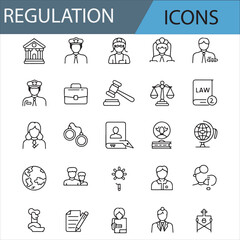 Regulation, Law, and Justice Icons for Digital and Web Projects