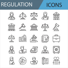 Legal and Financial Icons Set for Business, Compliance, and Security