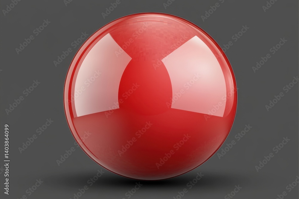 Poster glossy red sphere casting a soft shadow on a neutral gray background in a studio shot with dramatic 
