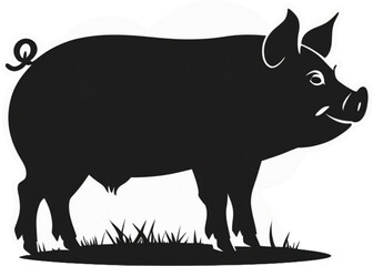 Pig Silhouette Images Transparent Outline Clipart Vector Simple Standing Side view Animal Art