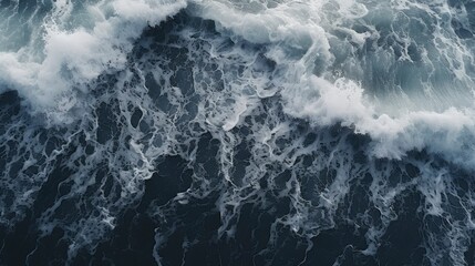 Naklejka premium Aerial View of Ocean Waves, Whitecaps and Foam Texture