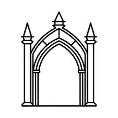 old gothic gate line art on white background (1).eps