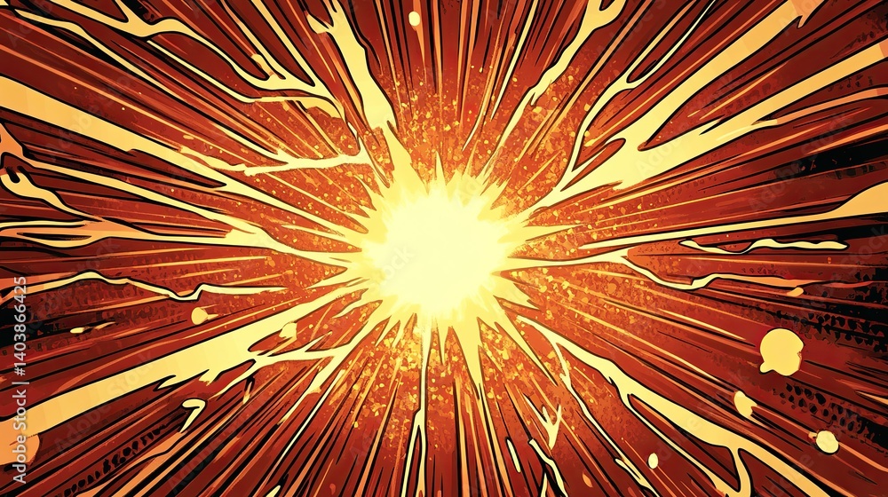 Poster abstract comic book explosion background with light rays and burst effect for graphic design and her
