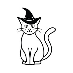 Obraz premium witch cat line art on white background (1).eps