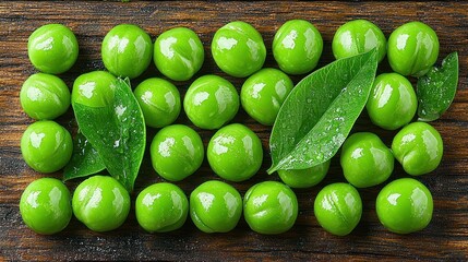 Fresh Green Peas on Wooden Background