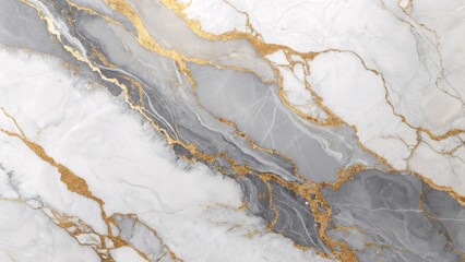 Fototapeta premium Elegant White and Gray Marble Slab with Striking Gold Veining for Luxurious Interior Designs