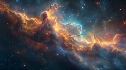 Fototapeta premium Exploring Cosmic Nebula Clouds and Sparkling Star Fields Deep in Space