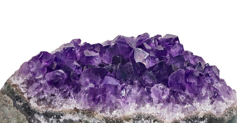 dark violet crystals of amethyst in geological material