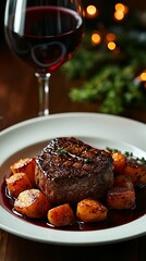 Steak Dinner with Wine