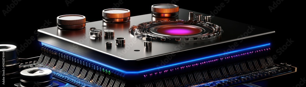Aufkleber detailed view of a high tech circuit board component and design