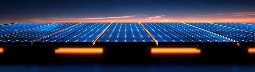 A close up image of multiple solar energy panels