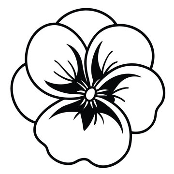 recommend clip art: pansy flower line art vector on white background
