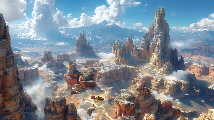 A high altitude pinnacle rock formations scene