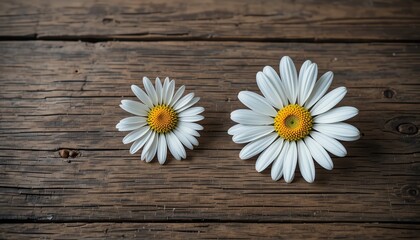 Obraz premium Two Daisies on Rustic Wood for Mother's Day