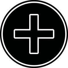 Fototapeta premium Add, Plus icon in black circle with transparent outline