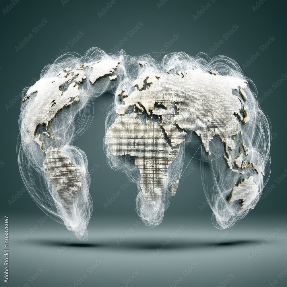Fototapete world connectivity: abstract digital globe with network lines representing global communications