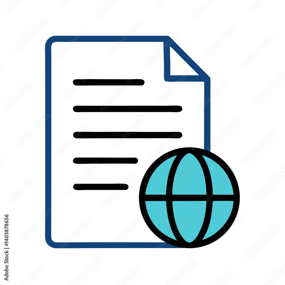 Poster digital documentation and globe: an illustrative image portraying the concept of global documents, u