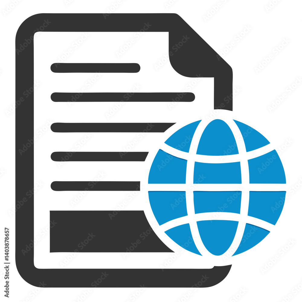 Poster global documentation: a symbolic representation of international documents, combining a document wit