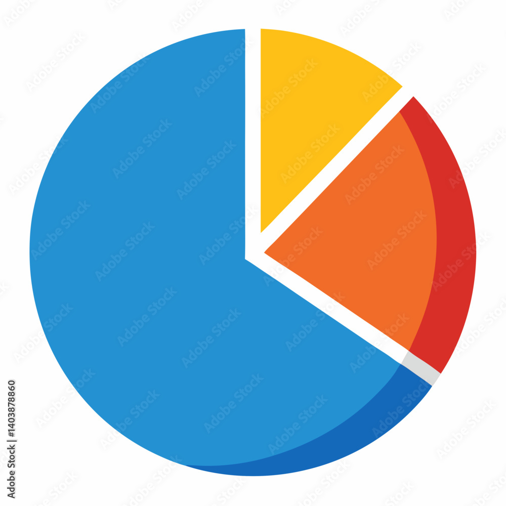 Aufkleber data visualization pie chart: a clean and modern pie chart with four distinct sections representing 