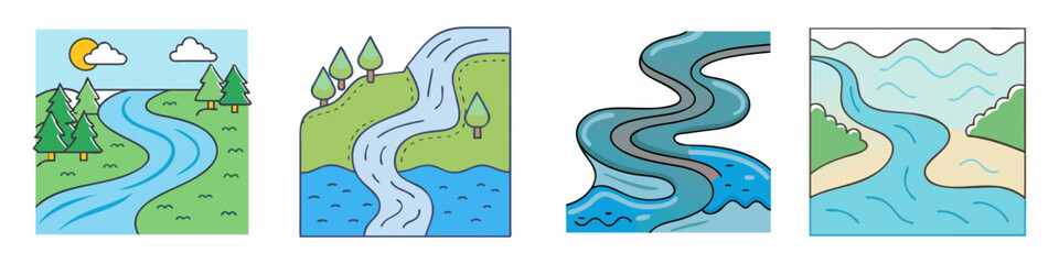 river icon, river vector illustration-simple illustration of river, perfect for river logos and icons