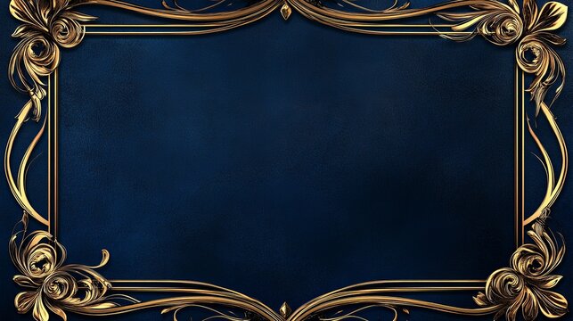 Download luxury golden frame border on dark blue background for invitation and certificate design