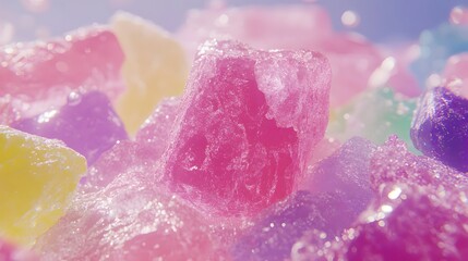 Pastel Rainbow Crystal Ice Cubes Closeup Texture