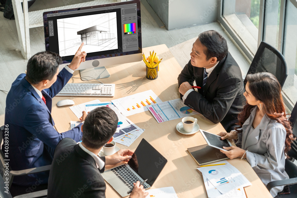 Poster architectural design modish software application for architect business and professional designer
