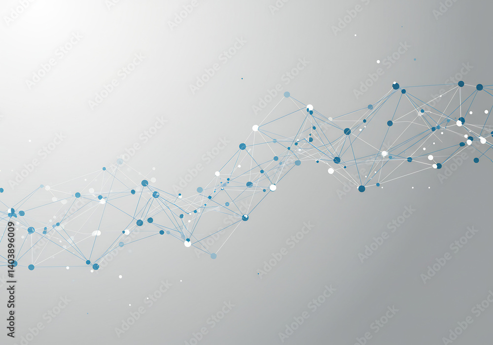 Poster abstract network of interconnected dots and lines, symbolizing connections and technology