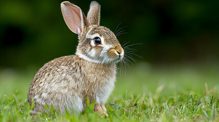 Obraz premium Brown And Grey Rabbit Sitting In Grass