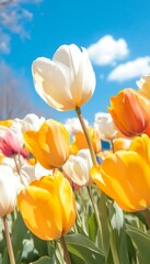 Spring Tulips Bloom Outdoors