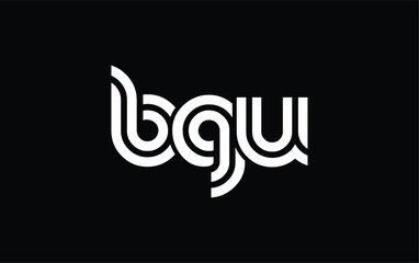 Naklejka premium BGU Creative Unique Modern Letter Logo Design. Stylized logo featuring a unique letter design, presenting abstract minimalist aesthetics and modern appeal.