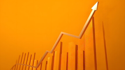 Dynamic 3D Financial Chart Illustrating Growth on Orange Background - Perfect for Market Trends and Investment Analysis