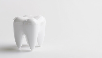 3d tooth on white background. Dental medical concept. Space for text. Dentistry, clinic background.
