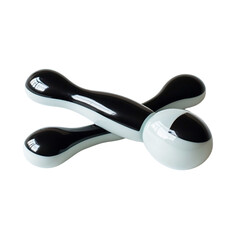 Obraz premium Black and White Juggling Club with Contrasting Bulbous Ends, Showcasing a Sleek and Symmetrical Design in a High-Quality PNG Image