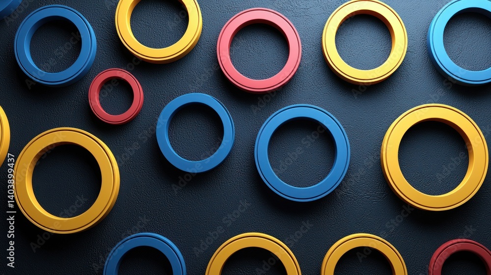 Poster abstract colorful circles pattern on dark background