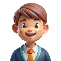 Obraz premium 3D Illustration happy school boy | cartoon businessman with headset