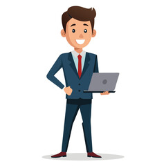 Smiling Business men holding the laptop