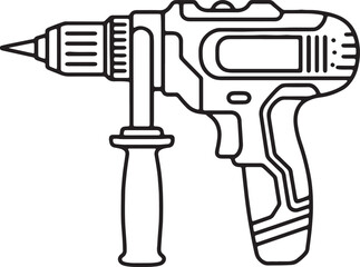 Drill Machine Line art
 vector illustration isolated On Transparent Background