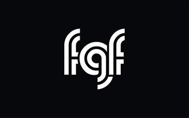 FGF Creative Unique Modern Letter Logo Design. Stylized logo featuring a unique letter design, presenting abstract minimalist aesthetics and modern appeal.