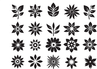 Seamless vector pattern features a set of vintage black and white floral illustrations, ideal for decorative wallpaper