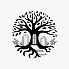 Minimalist black-and-white vector illustrations featuring various themes like nature, space, technology, or animals, with clean lines and seamless compositions, showcasing intricate, dynamic designs.