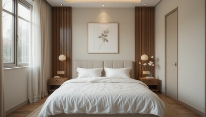 Modern Minimalist Bedroom Design with Natural Light and Cozy Atmosphere for Relaxation