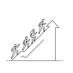 People Climbing Upward Arrow Graph Representing Growth