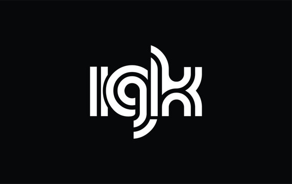 IGK Creative Unique Modern Letter Logo Design. Stylized logo featuring a unique letter design, presenting abstract minimalist aesthetics and modern appeal.