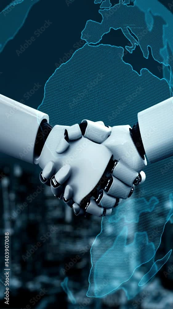 Poster future financial technology controll by ai robot huminoid uses machine learning and artificial intel