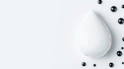 Creamy droplet on white background with pearls. World Milk Day