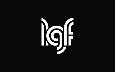 LGF Creative Unique Modern Letter Logo Design. Stylized logo featuring a unique letter design, presenting abstract minimalist aesthetics and modern appeal.